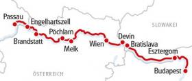 Cycle tour and boat trip on the Danube - map